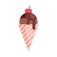 Ice cream with cherry on top in a waffle cone vector