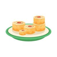 A plate with a stack of rolls on it vector