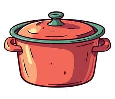 An illustration of a pot with a lid vector