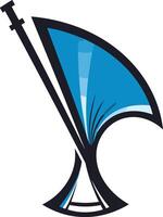 Abstract blue and black logo design featuring a stylized flag or sail with a mast vector