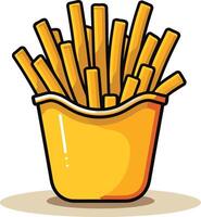 A cartoon illustration of a classic french fries container, perfect for menus, branding, and social media vector