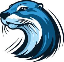 Bold and energetic, this blue otter logo design features a stylized otter head with a dynamic, wave like shape vector