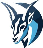 Abstract modern logo design featuring a stylized mountain goat with a blue and white color scheme vector
