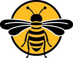Simple and bold bee logo design with black and yellow color scheme vector