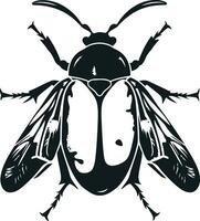A striking black and white illustration of a beetle, perfect for use in nature-themed designs, branding, and illustrations vector