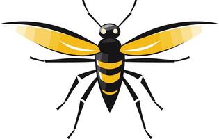 A simple, bold illustration of a wasp with yellow and black stripes, perfect for a logo, icon, or design element vector