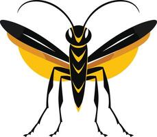 A bold, black and yellow illustration of a wasp, perfect for graphic design projects, logos, and educational materials vector