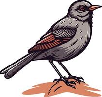 Illustration of a Gray and Red Bird vector
