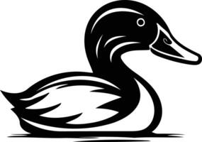 Black and white illustration of a duck in a stylized, bold design vector