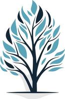 Stylized Tree with Blue Leaves vector