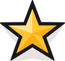 A simple yet striking yellow star with a black outline and a subtle drop shadow, perfect for branding, design, and website elements vector