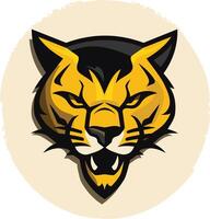 A fierce and powerful mascot logo featuring the face of a roaring wildcat vector