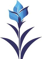 A stylized blue flower with dark blue leaves, perfect for adding a touch of elegance to your designs vector