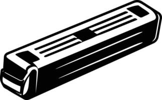 A simple black and white illustration of a rectangular object with rounded edges vector