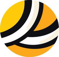 Abstract circular logo design with yellow, black, and white stripes vector