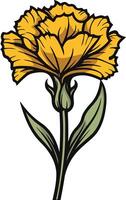A simple yet elegant illustration of a yellow carnation flower, perfect for adding a touch of nature to your designs vector