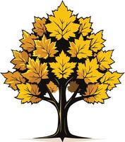 A simple and elegant illustration of a golden-leaved tree, perfect for use as a logo, symbol, or graphic design element vector