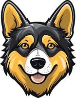 A cheerful cartoon dog with black and tan fur, looking directly at the viewer with a wide, happy smile vector