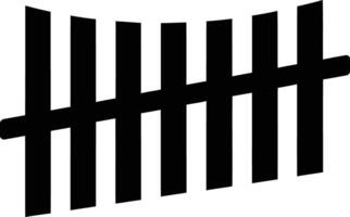 Simple black and white illustration of a fence with seven vertical slats and one horizontal slat vector