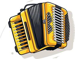 A vibrant yellow accordion, a classic instrument with a timeless appeal, perfect for adding a touch of musical charm to your design vector