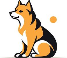 Simple and modern illustration of a stylized orange and black dog, sitting in a playful pose vector