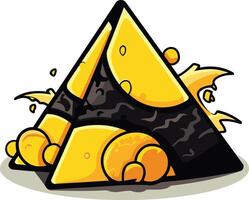 Cartoon illustration of a yellow and black pyramid, perfect for logo design, branding, or game assets vector