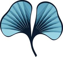 A stylized, minimalist ginkgo leaf in a calming blue color palette vector
