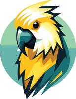 Bold and colorful illustration of a parrot's head, perfect for branding, logo design, or mascot creation vector