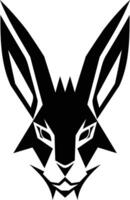 A bold and striking black silhouette of a rabbit's face, with sharp geometric features, perfect for a powerful and memorable logo vector