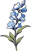 Elegant blue flower illustration, perfect for adding a touch of nature to your designs vector