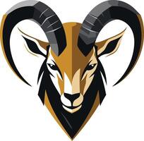 A powerful and bold illustration of a ram's head, featuring sharp horns and intense eyes vector