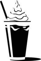 A simple yet stylish silhouette of a coffee or milkshake with whipped cream, perfect for adding a touch of cafe culture to your design vector