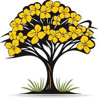 A stylized tree with yellow flowers, perfect for spring and nature themes vector