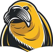 A bold and stylized illustration of a parrot's head, perfect for logos, branding, and mascot designs vector