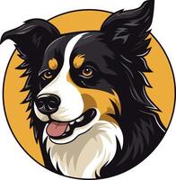 A friendly and playful border collie with a big smile, perfect for pet-related businesses and products vector