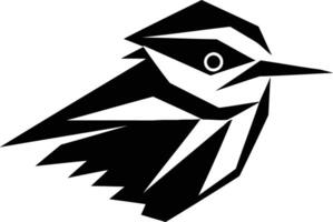 A bold and geometric bird logo, featuring a sharp, angular design with a single eye vector