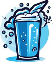 A refreshing illustration of a tall glass of soda with a straw, perfect for promoting beverages, refreshment, and summertime fun vector