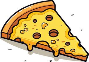 A cartoon slice of pizza with melted cheese, perfect for illustrating your food-related projects vector