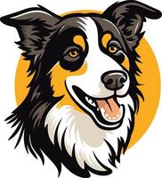 A cheerful border collie with a big, friendly smile, perfect for branding, pet products, and dog-themed designs vector