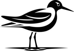 Stylized black and white silhouette of a shorebird vector
