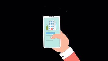 Taxi Order On Mobile Application Choose Location 2D Motion Graphics Animation On Alpha Channel video