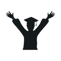 A silhouette of a person with arms up in the air vector