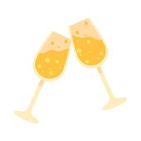Two glasses of champagne are toasting on a white background vector