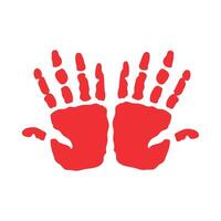 Two red handprints on a white background vector