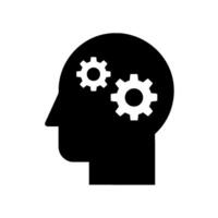 A silhouette of a head with gears inside vector