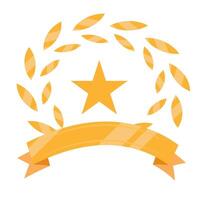 A star and laurel wreath with ribbon vector