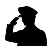 Silhouette of a man saluting his hand vector