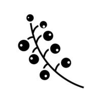 A black and white illustration of berries on a branch vector