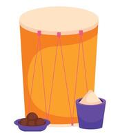 A drum and a bowl of chocolate vector