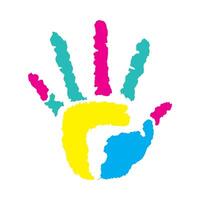 A handprint with colorful paint on it vector